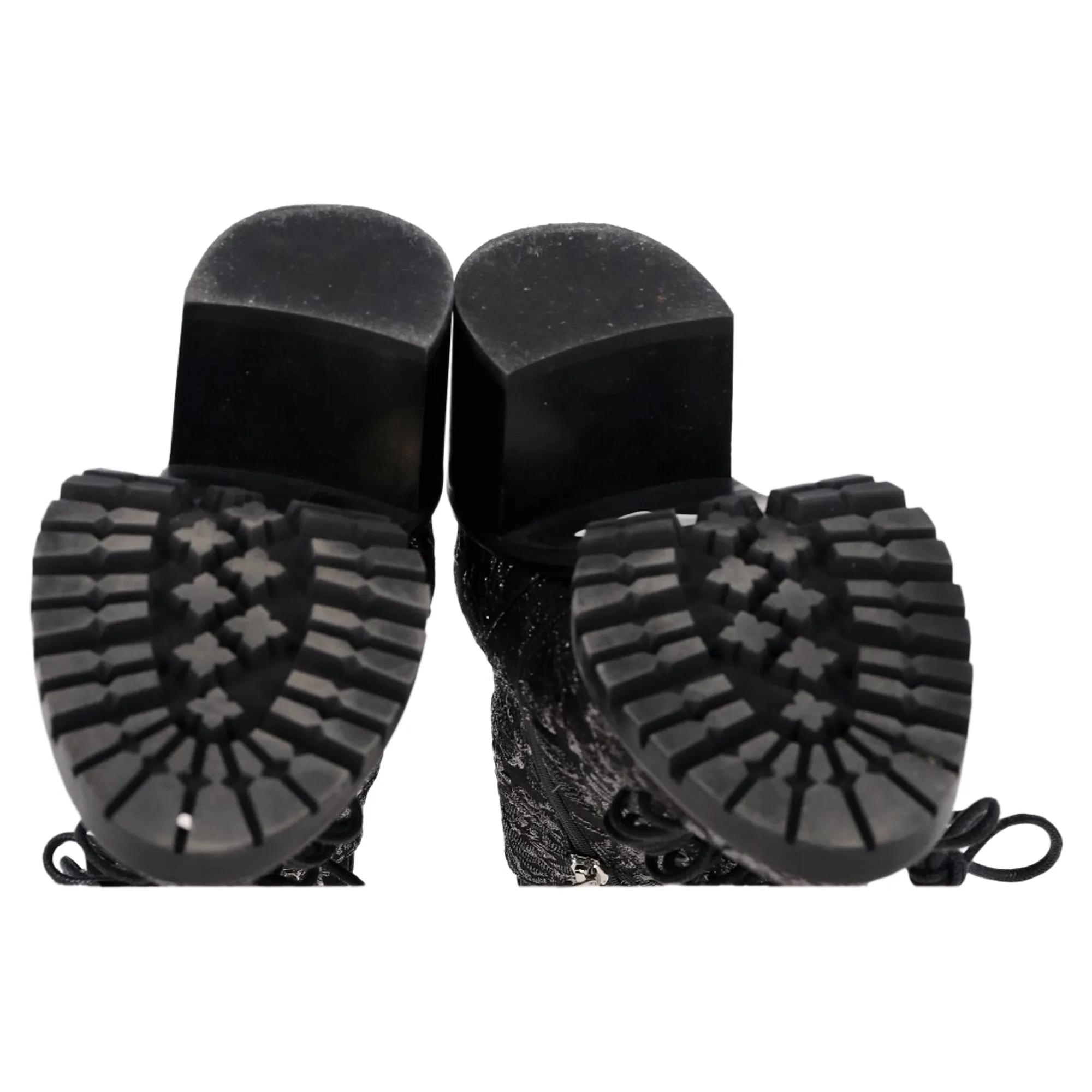 Jimmy Choo Brokat Cruz 65 Knöchelstiefeletten in Schwarz Leinenschuhen_Jimmy-Choo