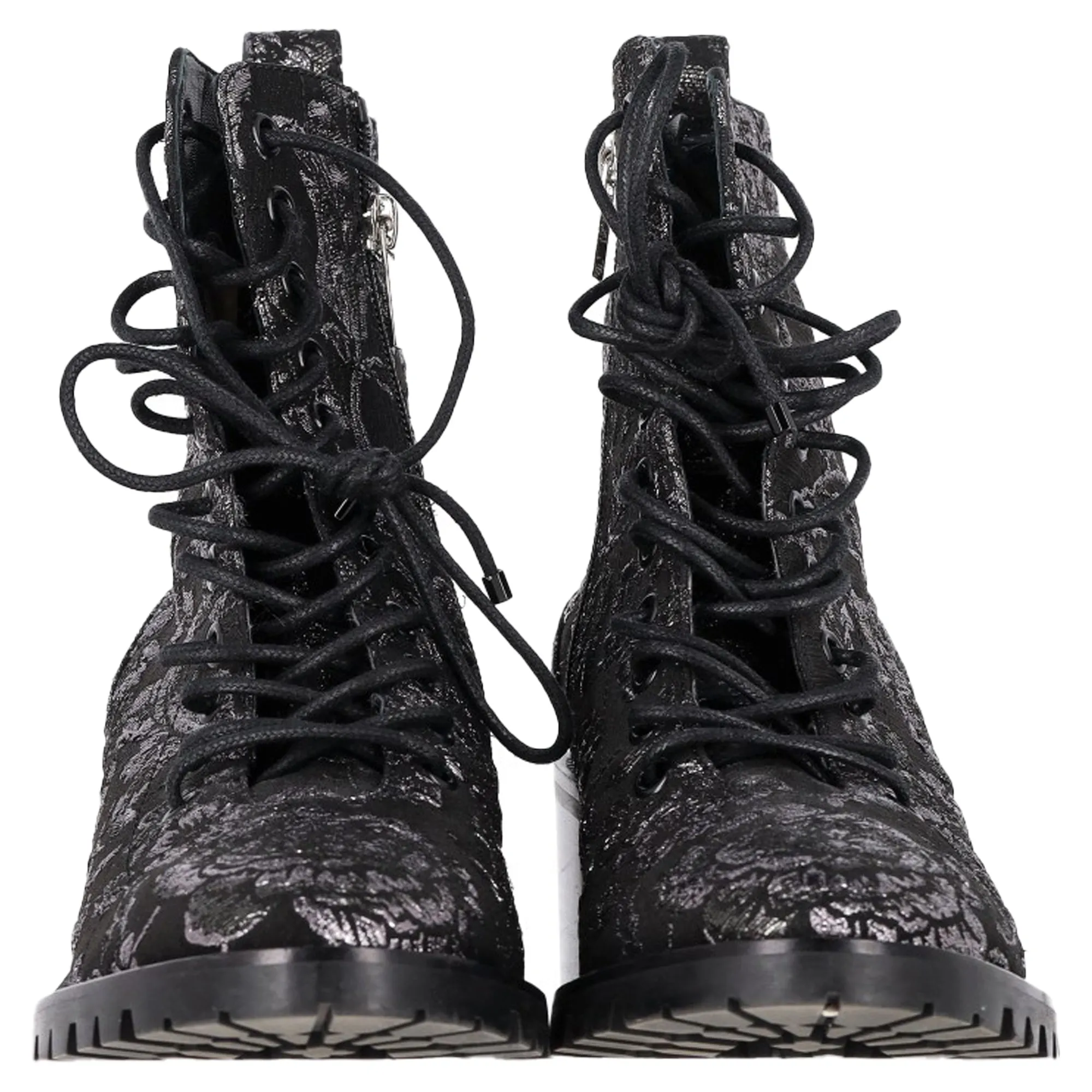 Jimmy Choo Brokat Cruz 65 Knöchelstiefeletten in Schwarz Leinenschuhen_Jimmy-Choo