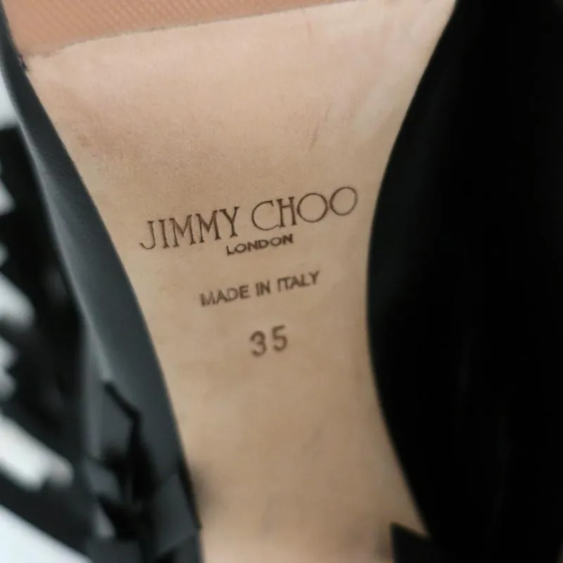 Jimmy Choo Fransen Stiefeletten Mala Schwarz Leder Größe 35 High Heel Knöchelstiefel