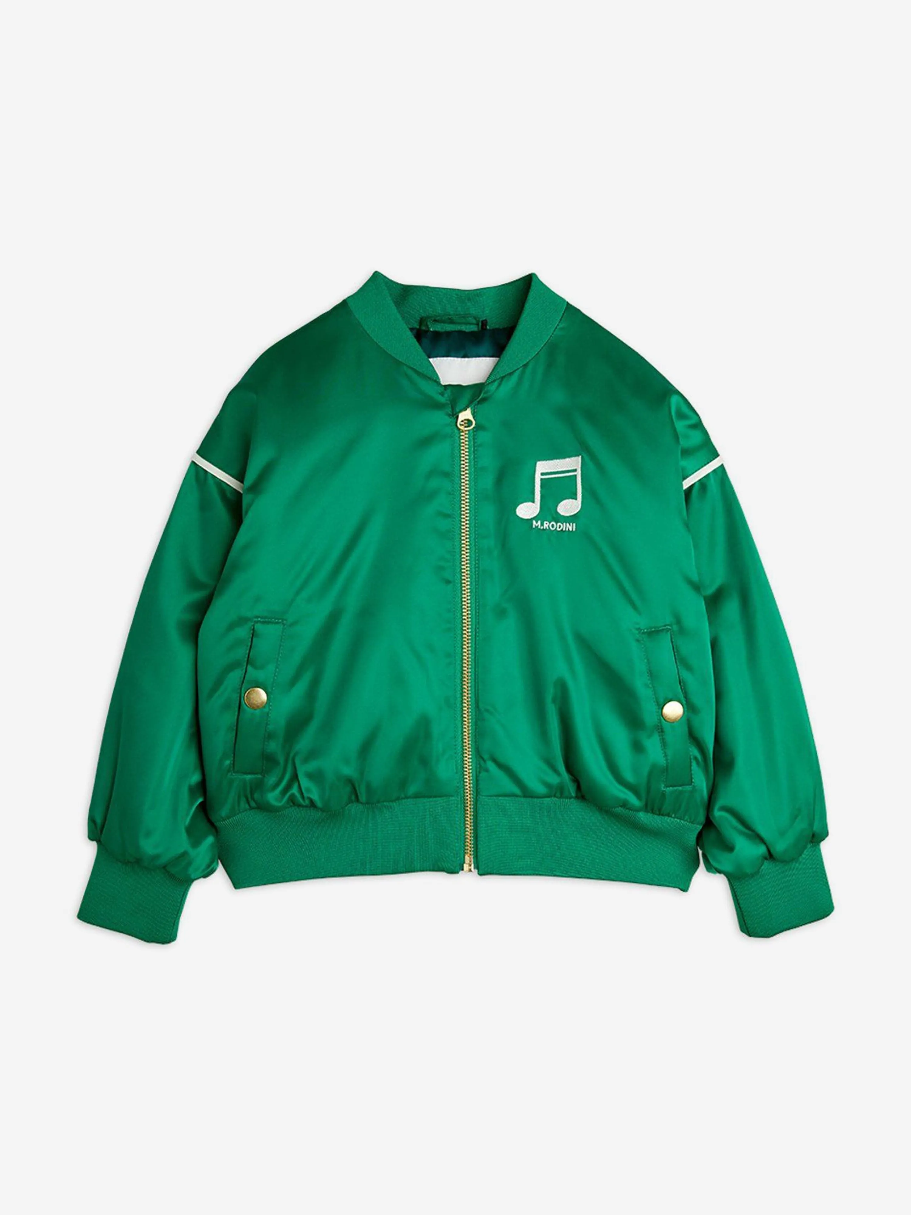 Kids Note Chenille Satin Baseballjacke in Grün
