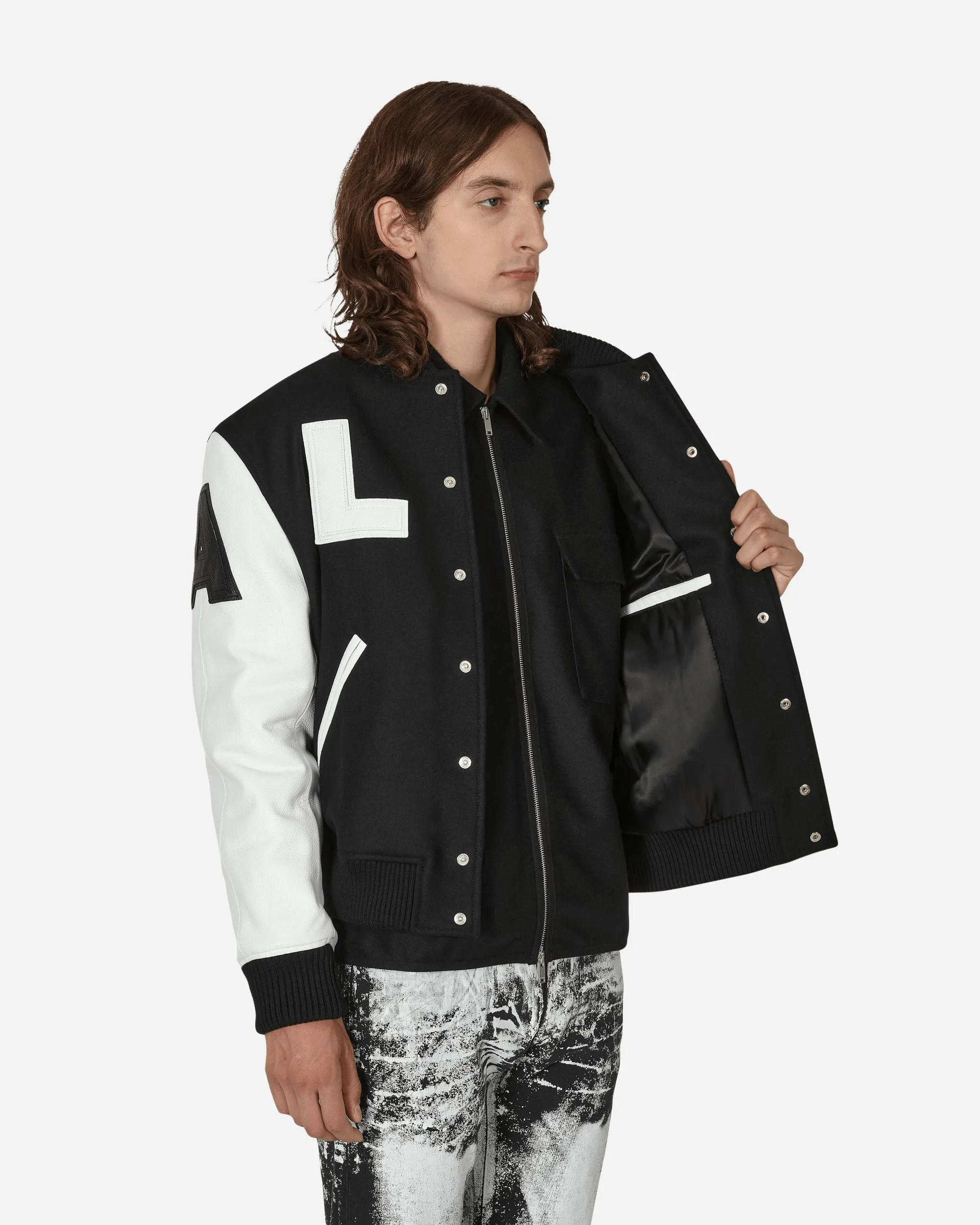 Varsity Jacke mit Lederpatch-Logo in Schwarz