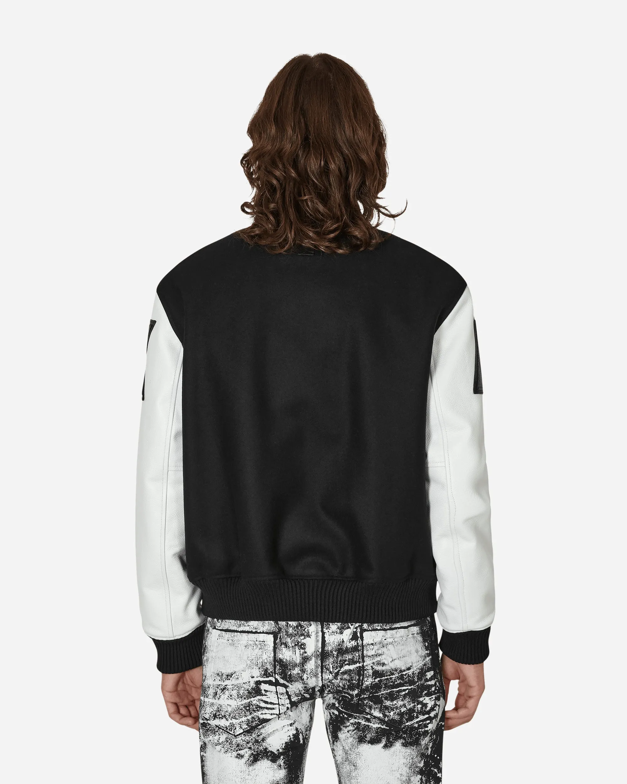 Varsity Jacke mit Lederpatch-Logo in Schwarz