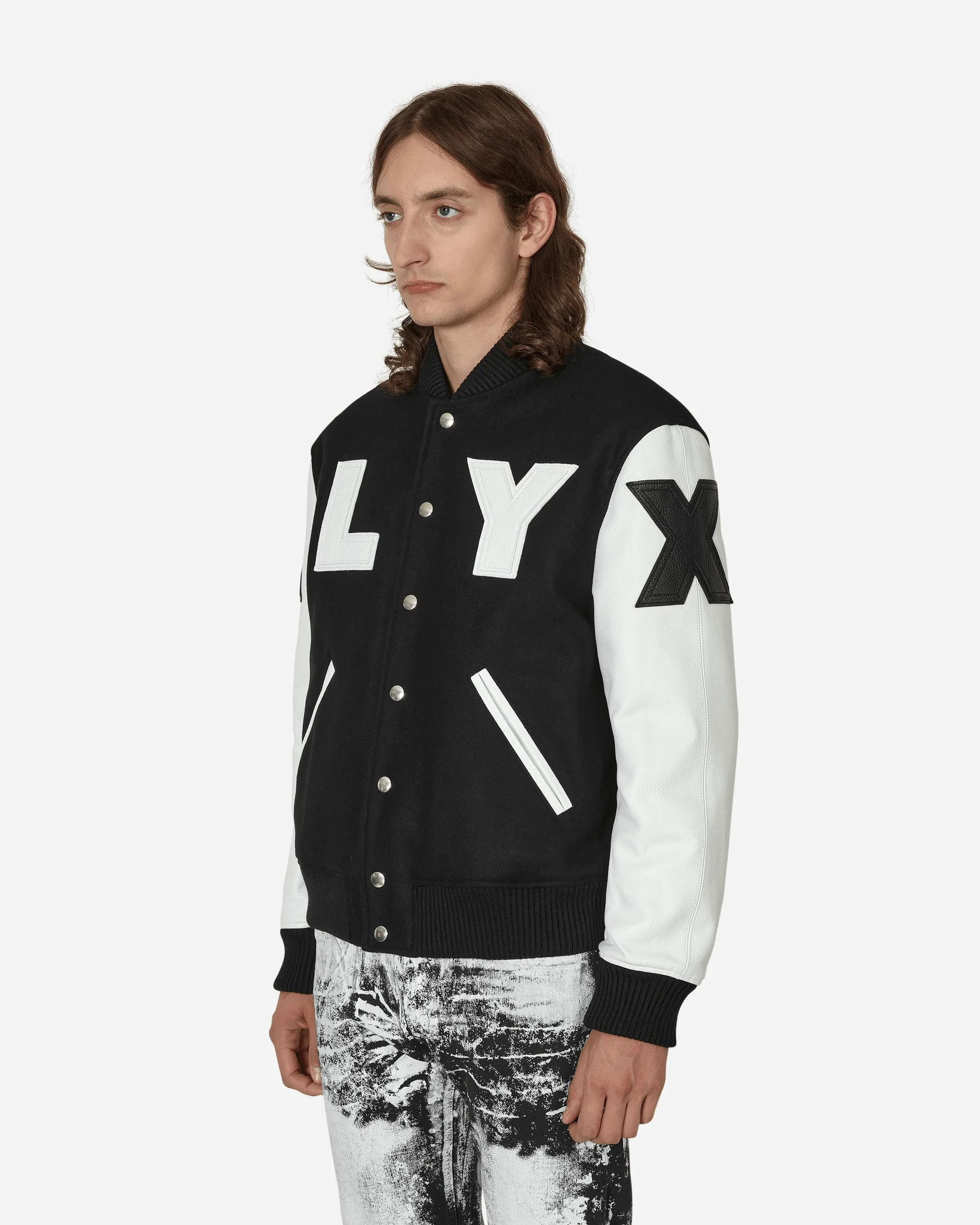 Varsity Jacke mit Lederpatch-Logo in Schwarz