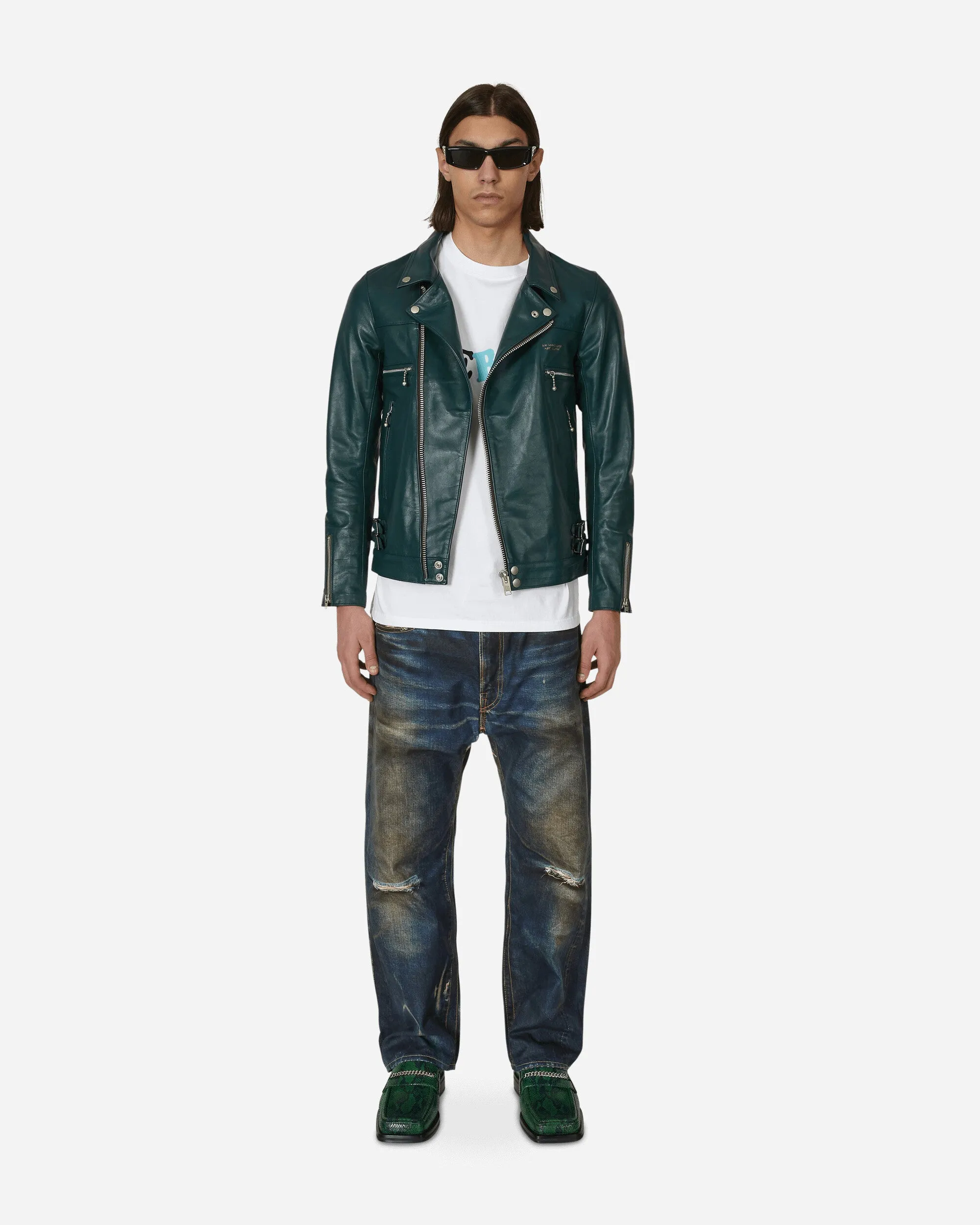 Grüne Leder-Reiterjacke