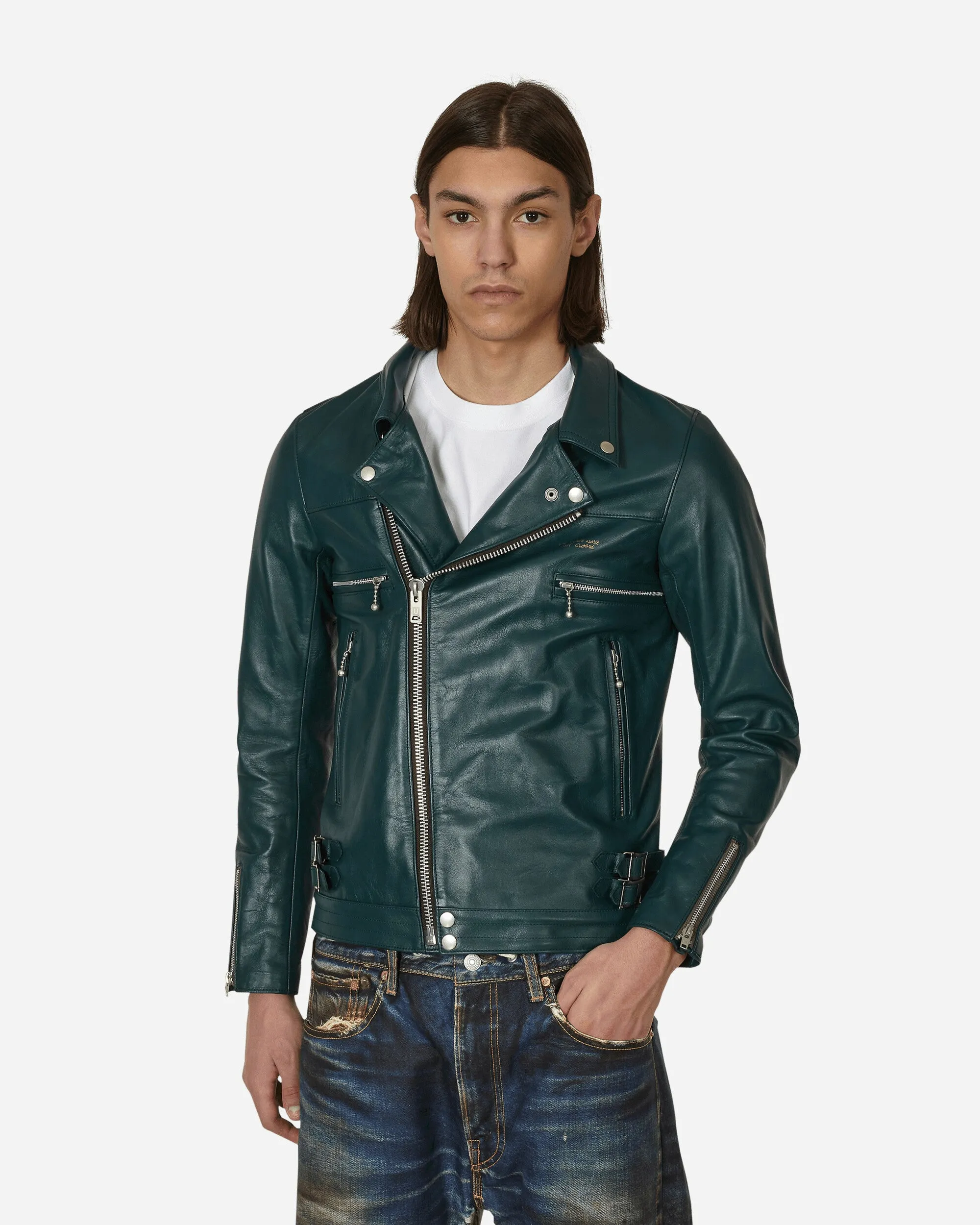 Grüne Leder-Reiterjacke