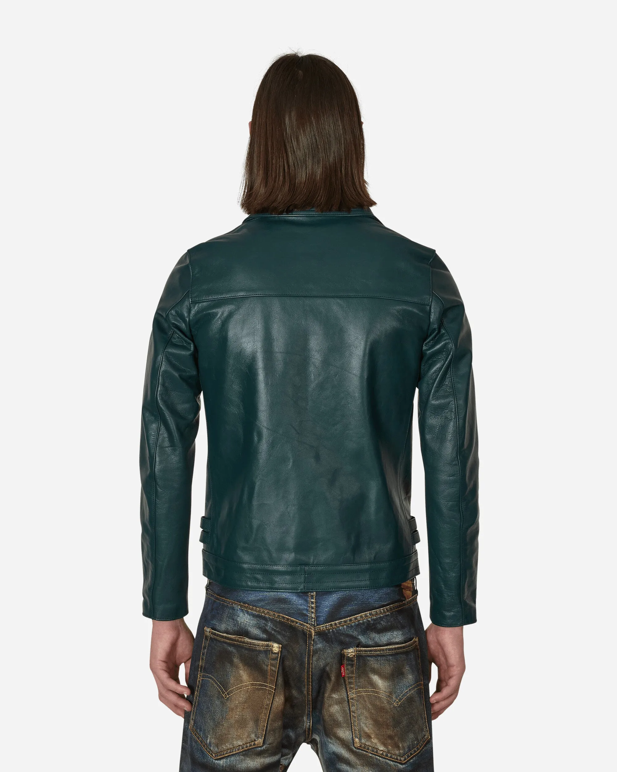 Grüne Leder-Reiterjacke