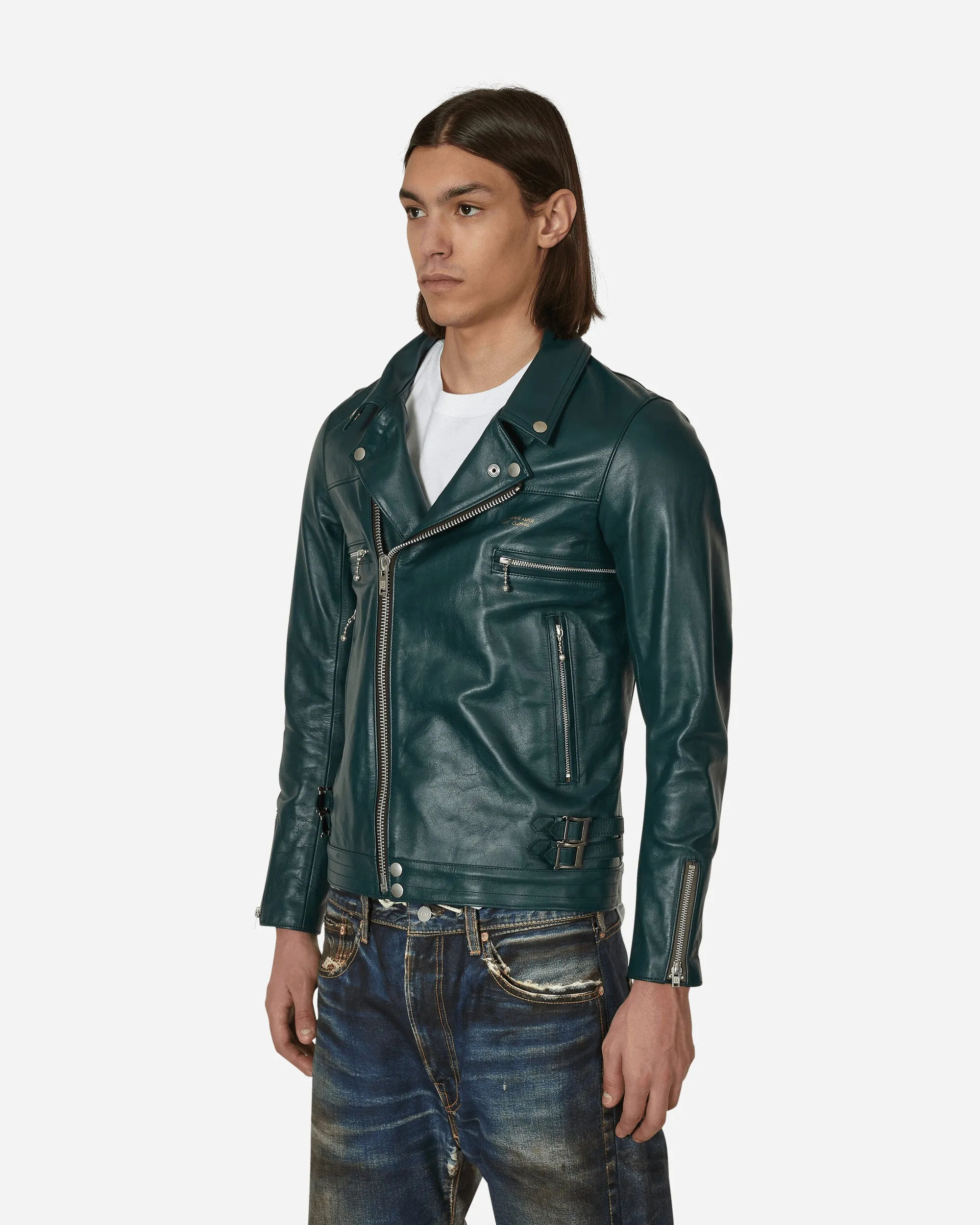 Grüne Leder-Reiterjacke