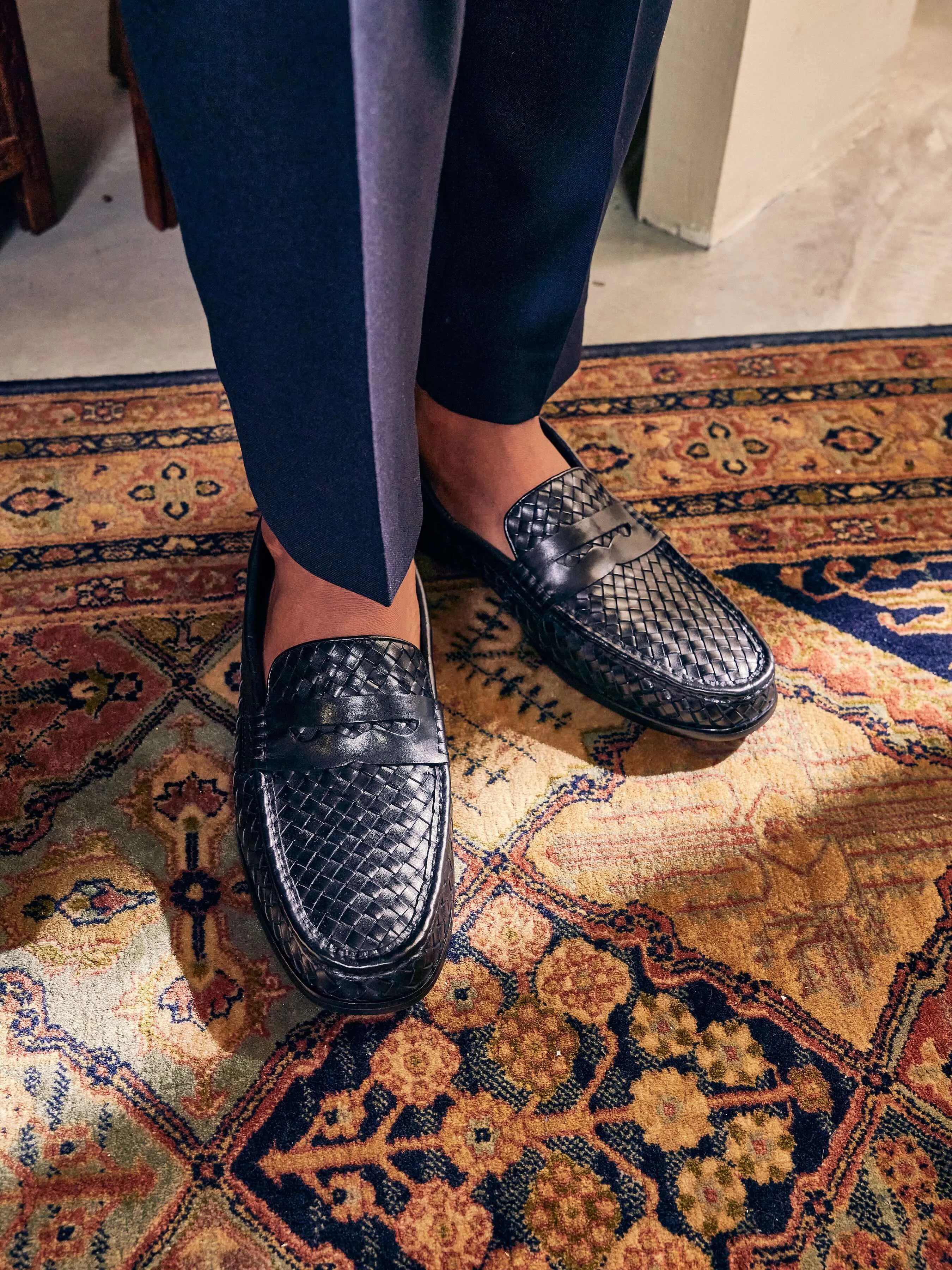 Marco Penny Loafer - Schwarz Gewebtes Leder
