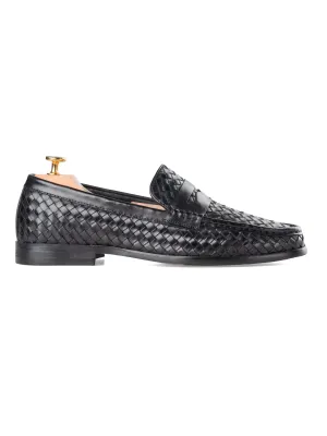Marco Penny Loafer - Schwarz Gewebtes Leder
