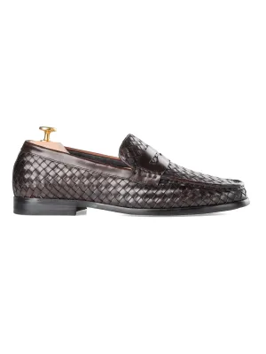 Marco Penny Loafer - Kaffee Gewebtes Leder