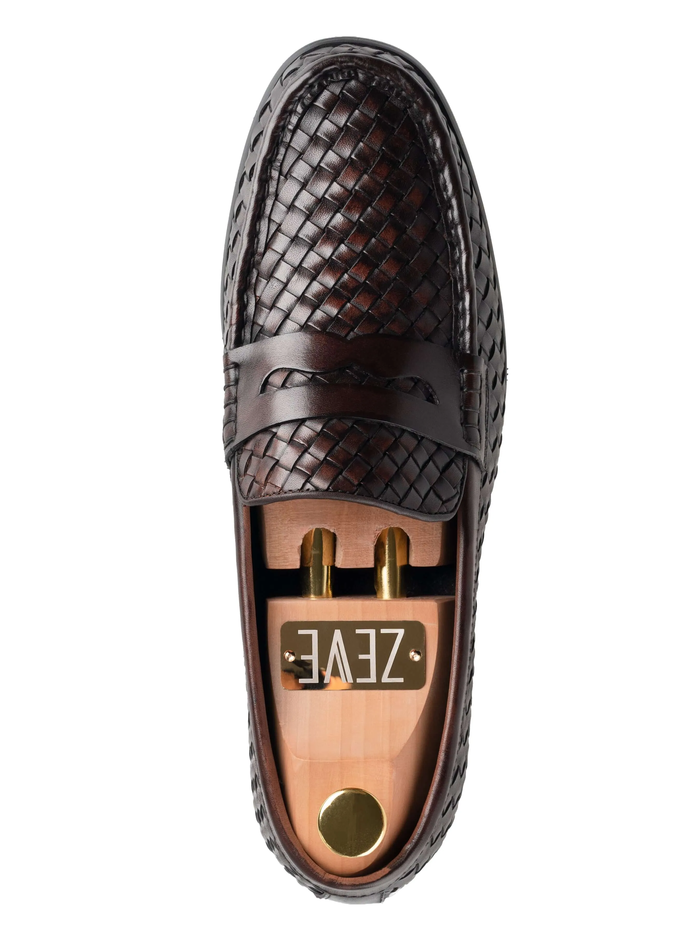 Marco Penny Loafer - Kaffee Gewebtes Leder