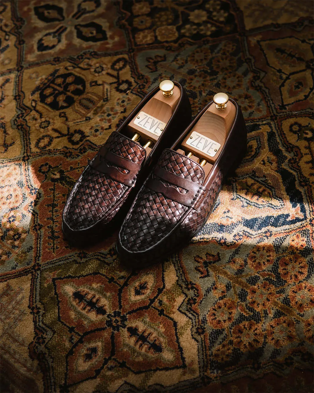 Marco Penny Loafer - Kaffee Gewebtes Leder