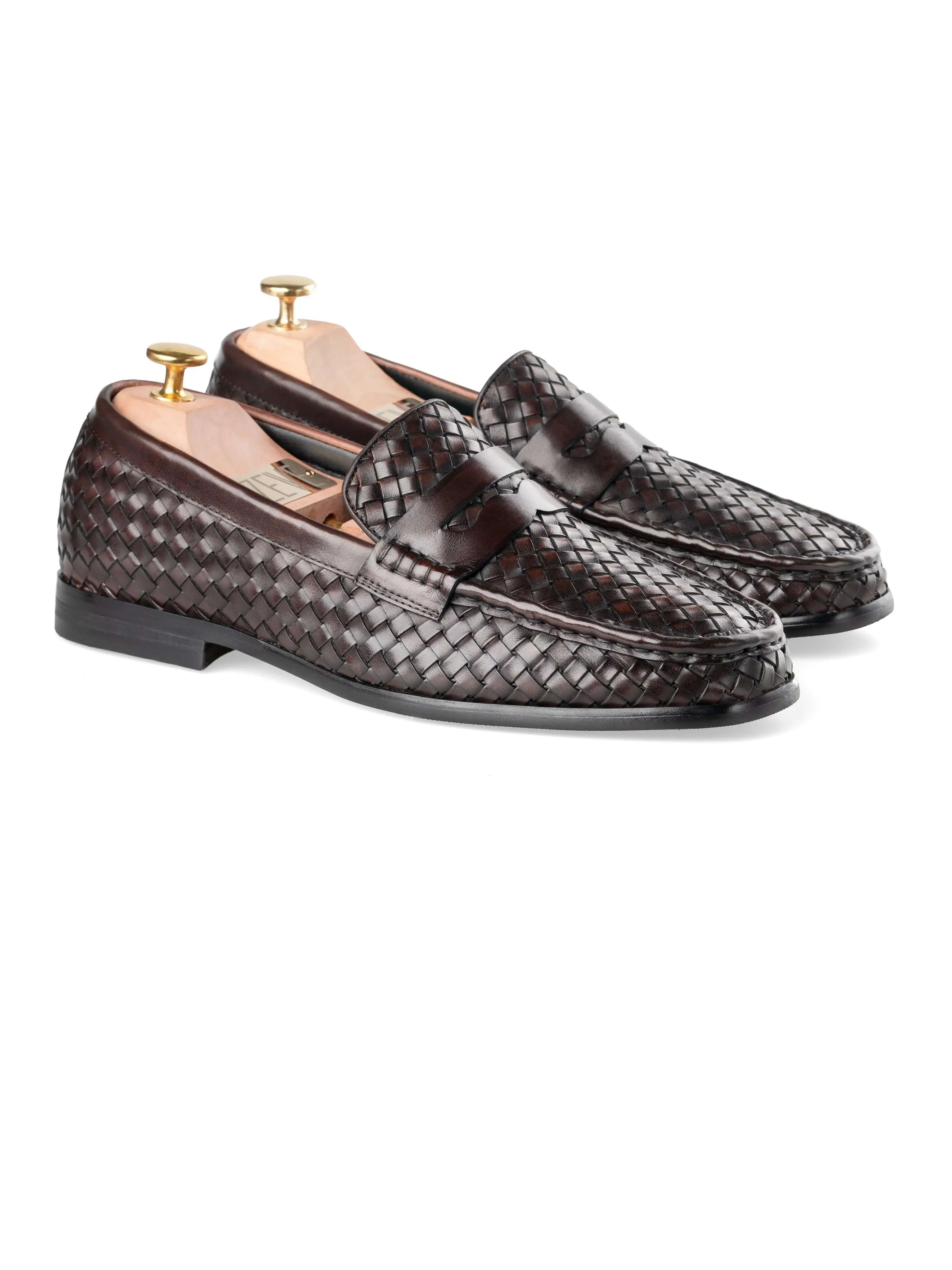 Marco Penny Loafer - Kaffee Gewebtes Leder