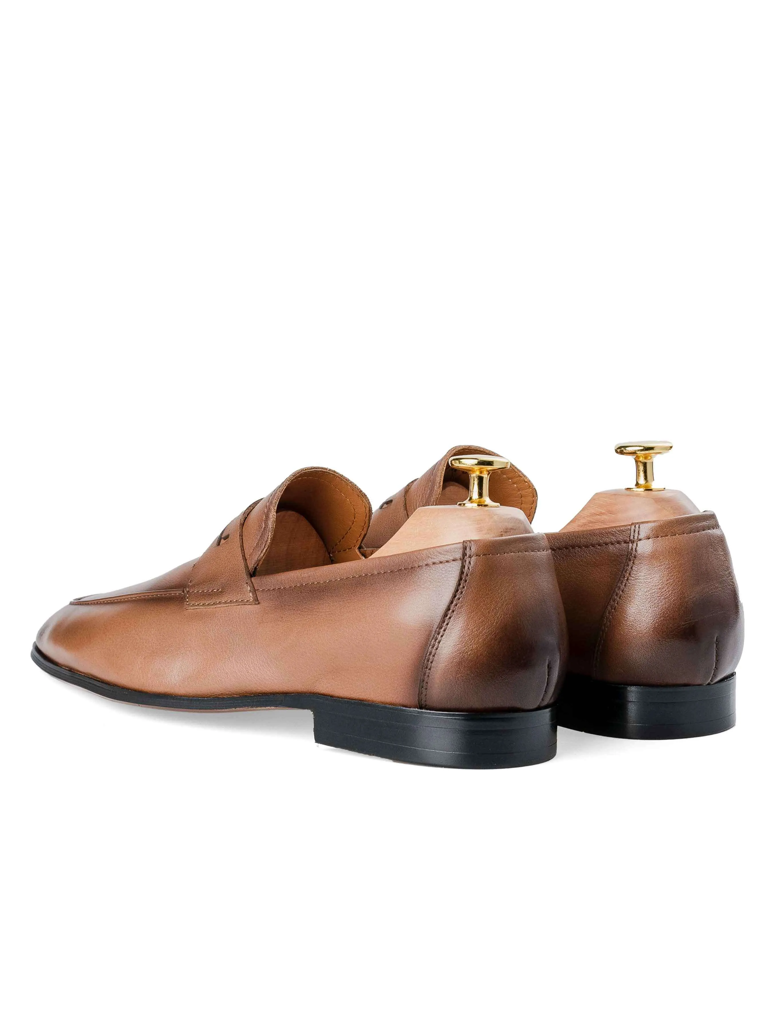 Martino Penny Loafer - Kaffee (Handbemalte Patina)