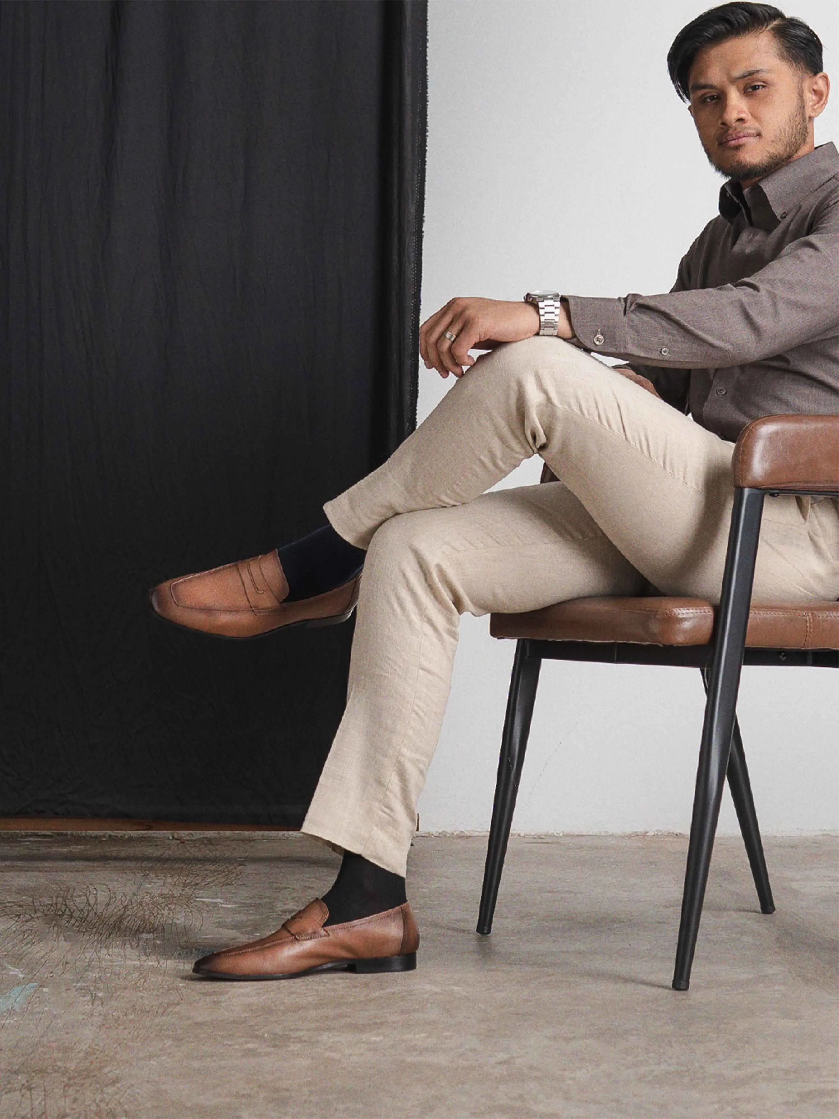 Martino Penny Loafer - Kaffee (Handbemalte Patina)