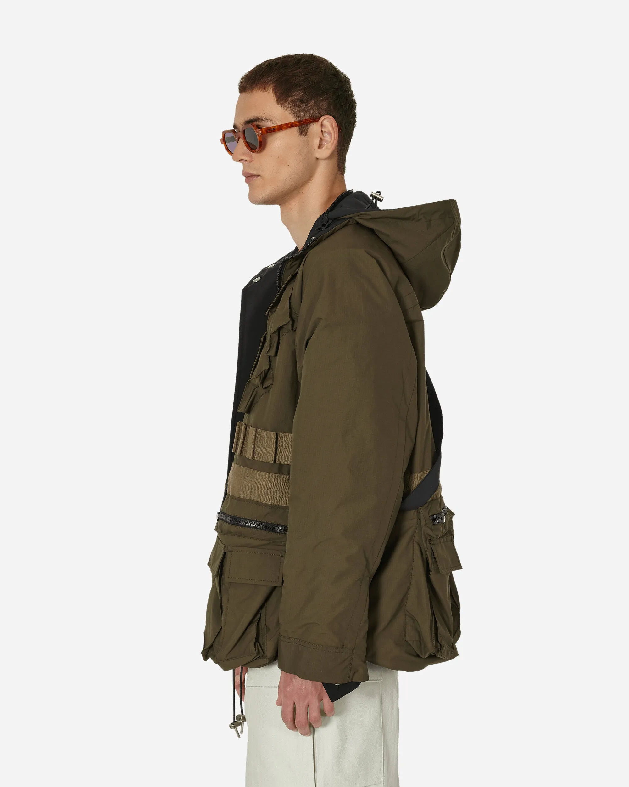 Matte Taffeta Reversible Jacke Schwarz / Khaki
