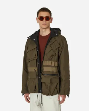 Matte Taffeta Reversible Jacke Schwarz / Khaki