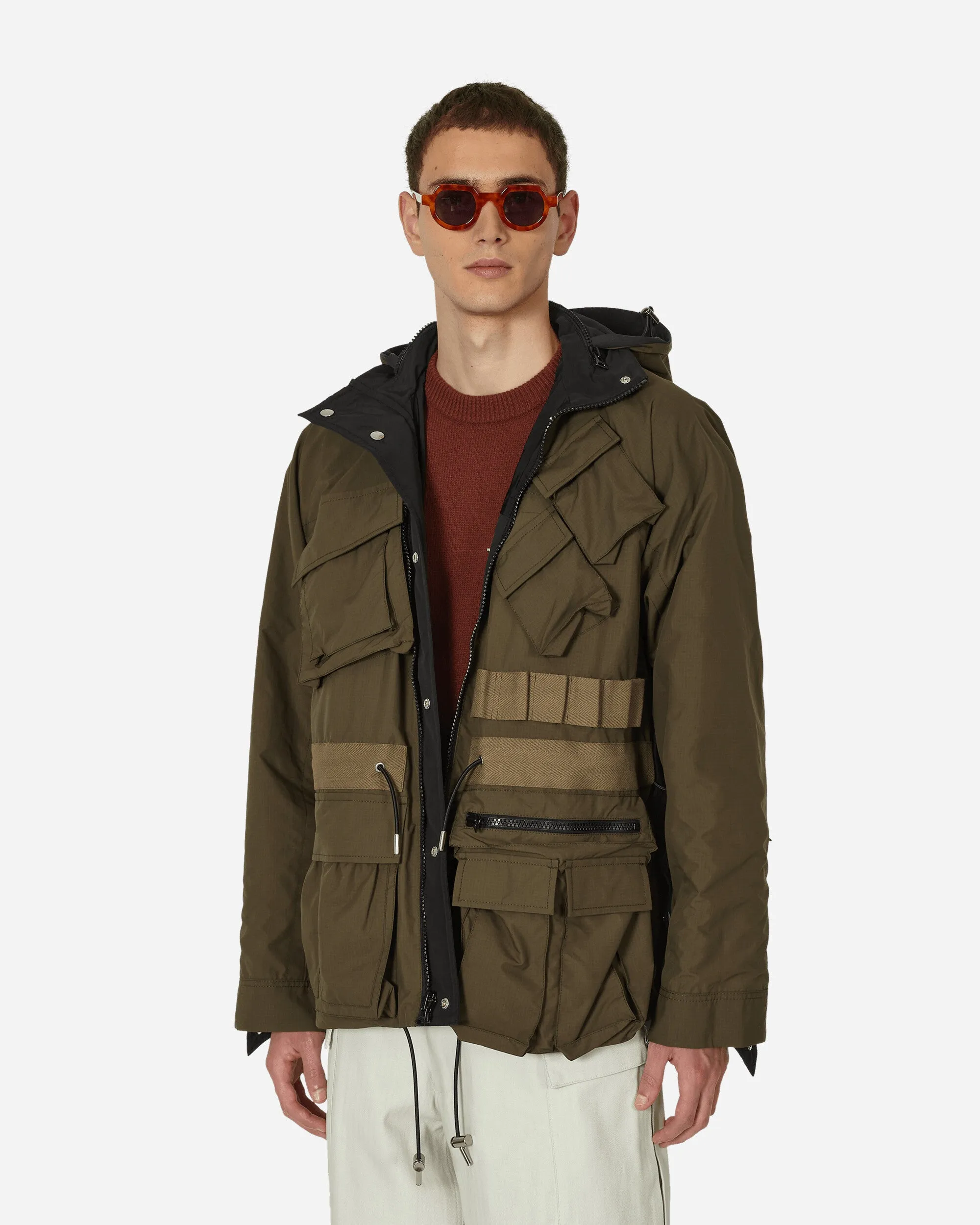 Matte Taffeta Reversible Jacke Schwarz / Khaki