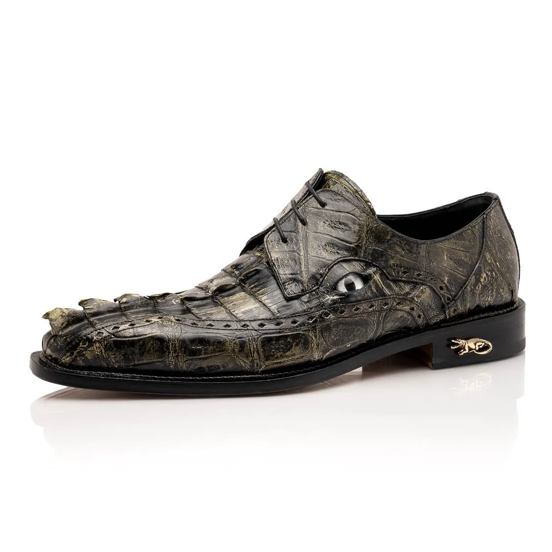 Mauri Shoes Mauri Borsieri in Nathan Green Herren Exotisches Krokodil / Hornback Derby Oxfords