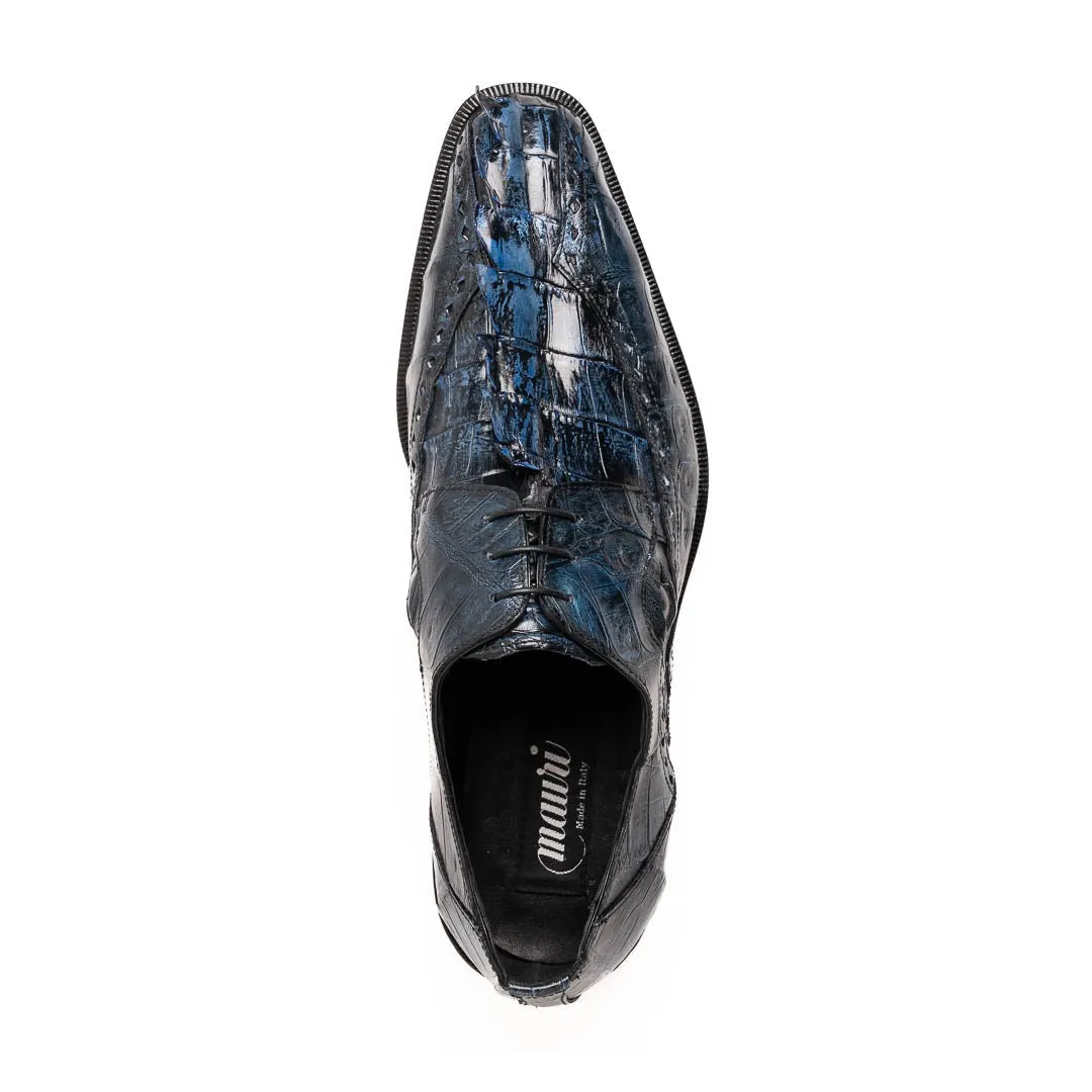 Mauri Shoes Mauri Borsieri in Nachtblau Herren Exotisches Krokodil / Hornback Derby Oxfords