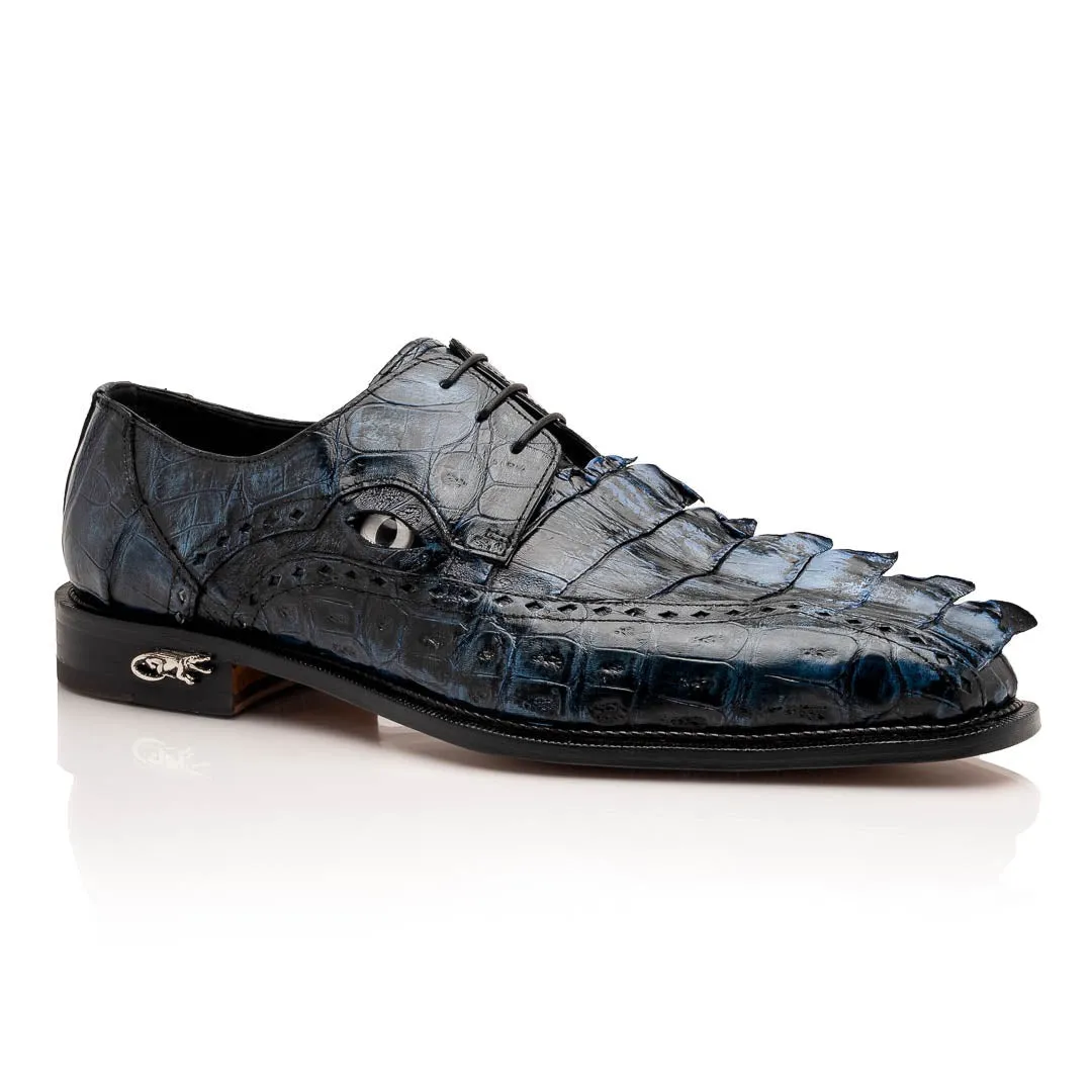 Mauri Shoes Mauri Borsieri in Nachtblau Herren Exotisches Krokodil / Hornback Derby Oxfords