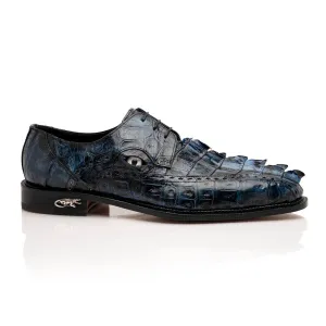 Mauri Shoes Mauri Borsieri in Nachtblau Herren Exotisches Krokodil / Hornback Derby Oxfords
