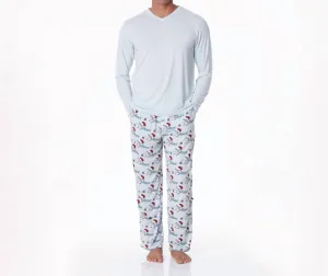 Herren-Pyjama-Hose mit Druck in Illusion Blue Holiday Sharks