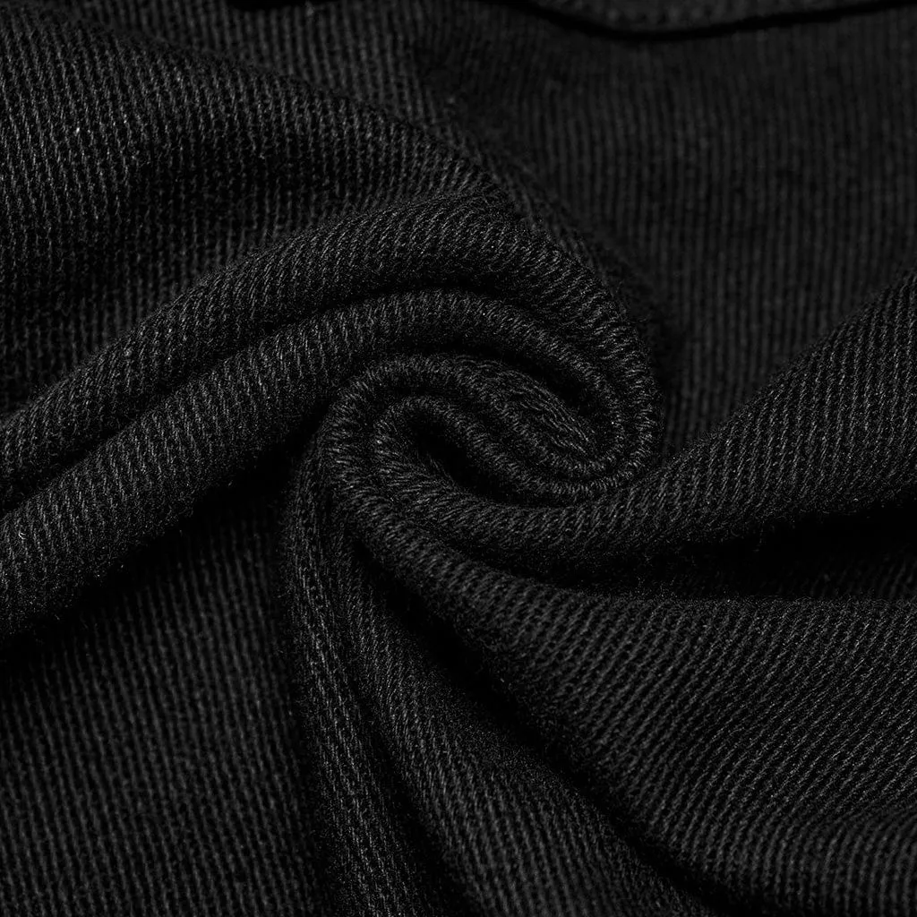 Herren Punk Riemchen Kunstleder Splice Reißverschluss Hose