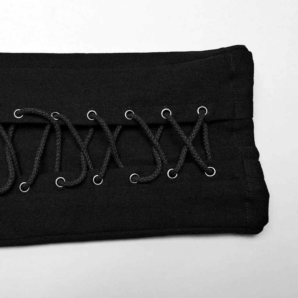 Herren Punk Riemchen Kunstleder Splice Reißverschluss Hose