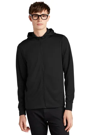 Mercer Mettle Herren Doppelgestricktes Kapuzenpullover mit Reißverschluss und Taschen - Tiefschwarz