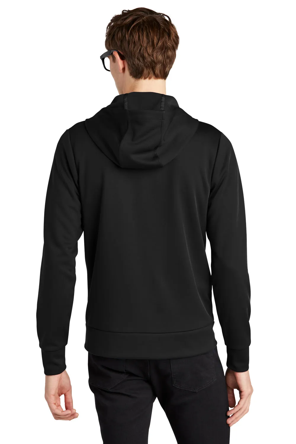 Mercer Mettle Herren Doppelgestricktes Kapuzenpullover mit Reißverschluss und Taschen - Tiefschwarz