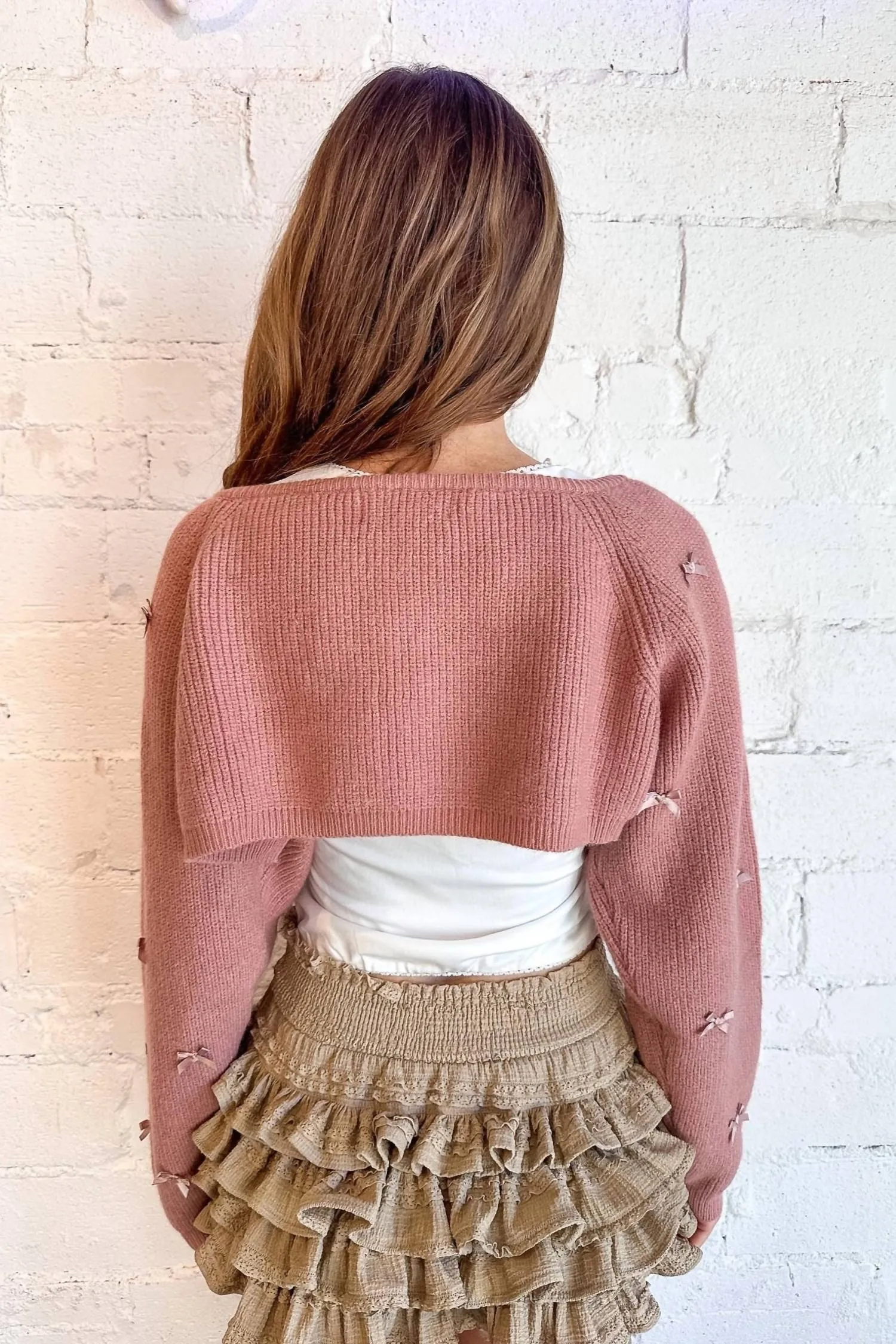 Mini-Ribbon-Cardigan in Rosa