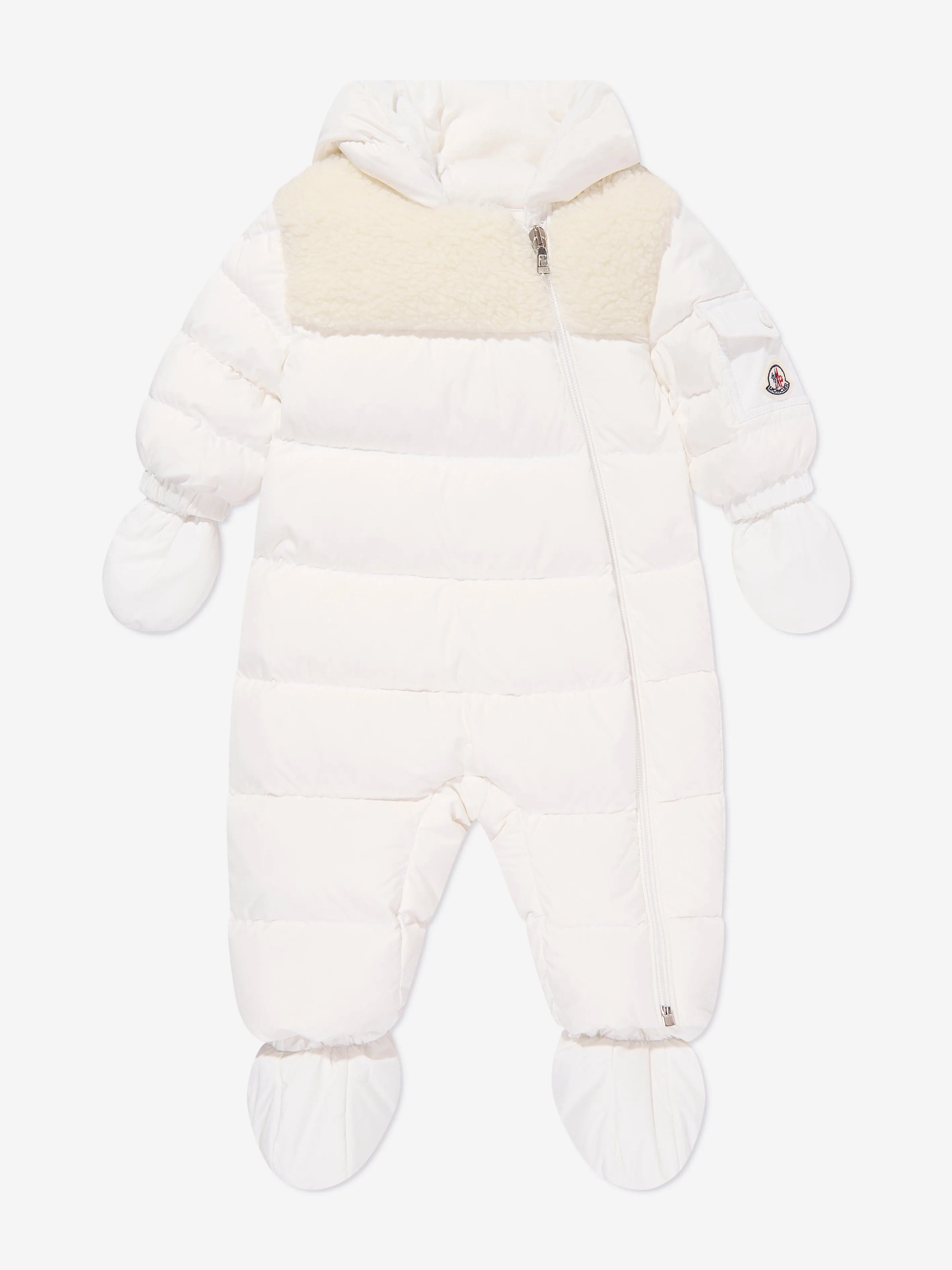 Moncler Enfant Baby Daunengefütterter Schneeanzug in Weiß