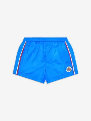 Moncler Enfant Jungen Logo Badeshorts in Blau