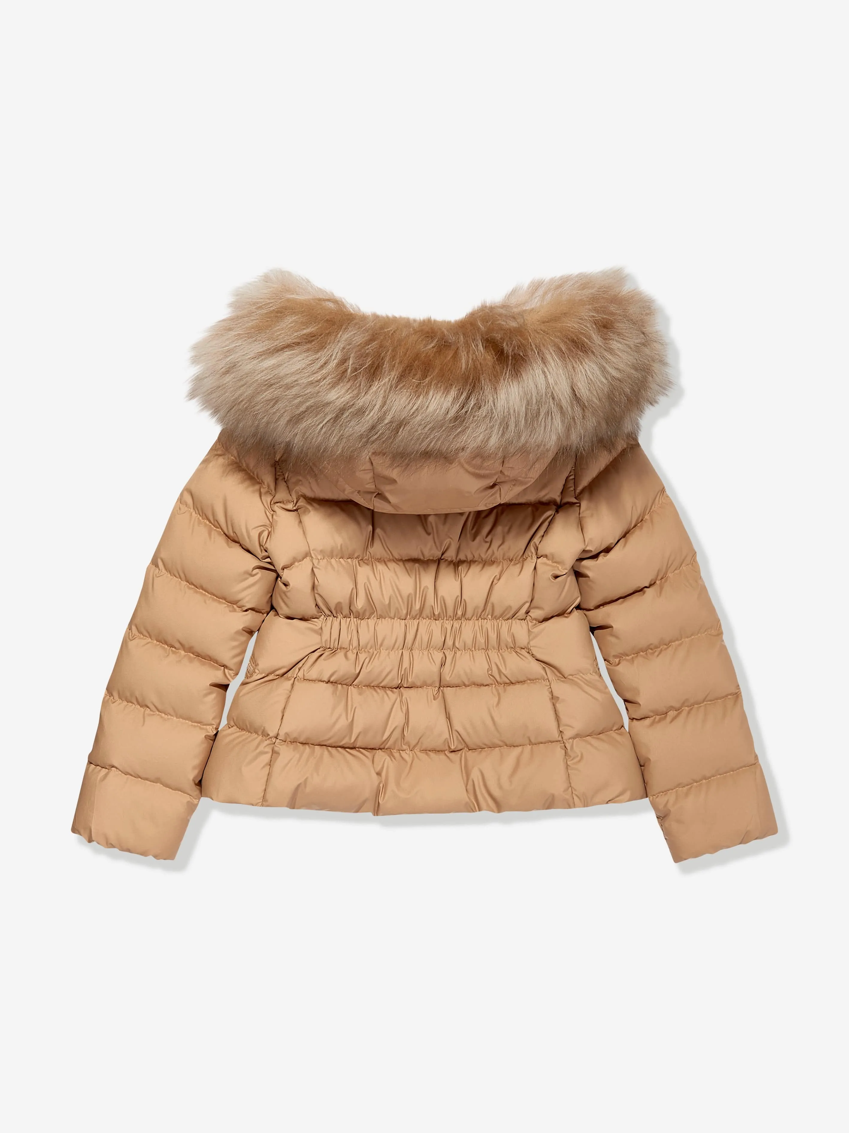 Moncler Enfant Mädchen Boedette Kapuzen-Shearling-Daunenjacke in Beige