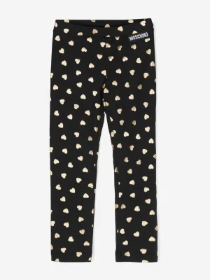 Moschino Girls Heart Leggings in Schwarz