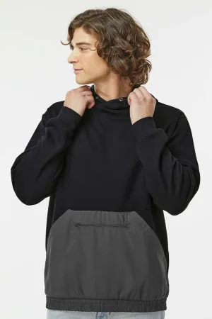 MV Sport Herren Kapuzenpullover mit gemischten Materialien und Tasche - Schwarz/Anthrazitgrau
