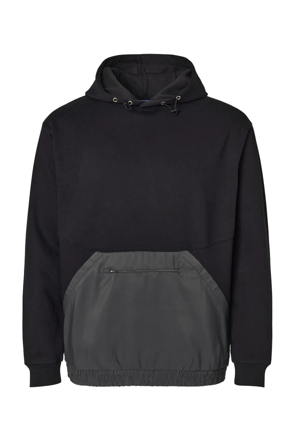 MV Sport Herren Kapuzenpullover mit gemischten Materialien und Tasche - Schwarz/Anthrazitgrau