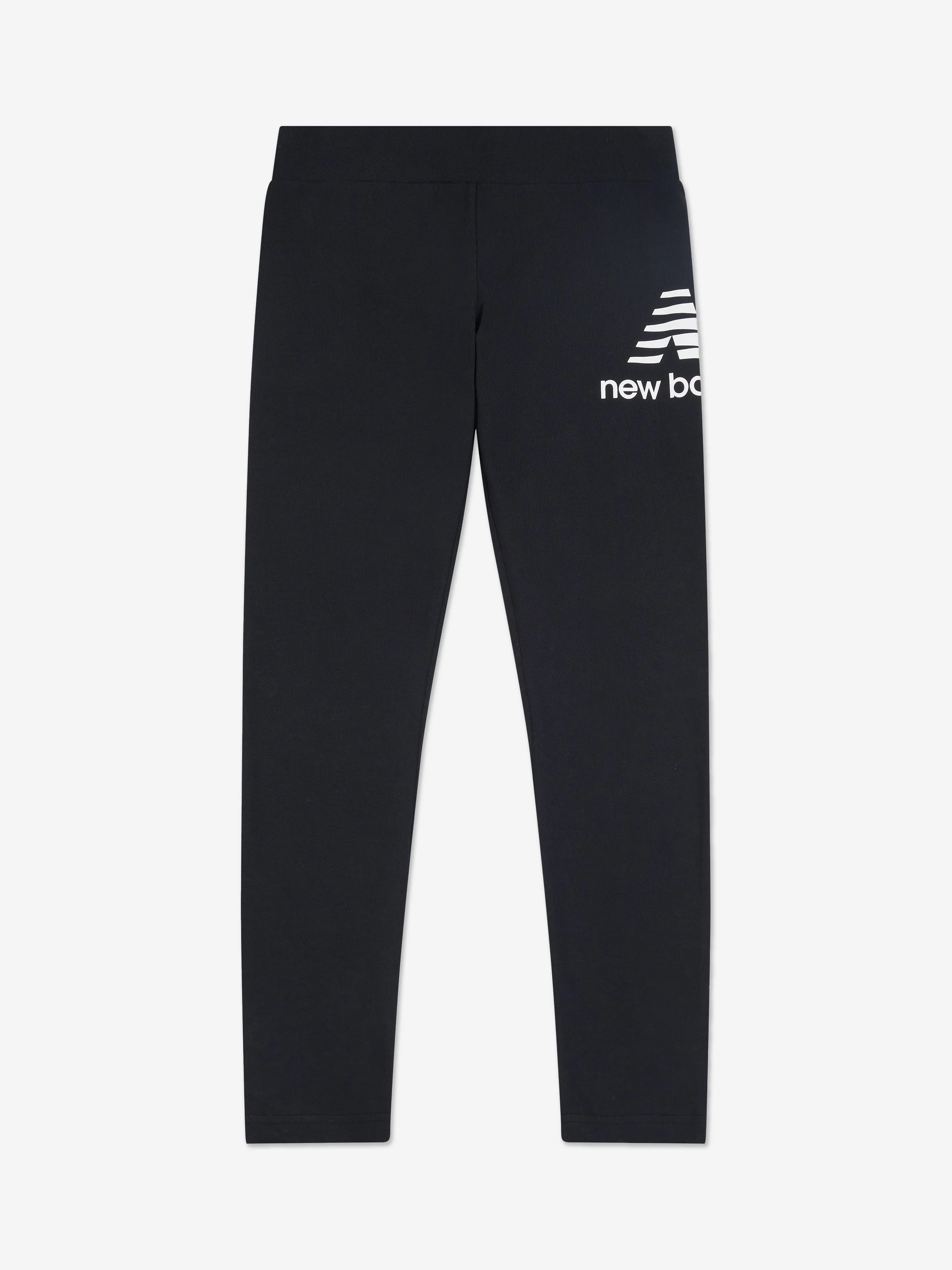 New Balance Mädchen Leggings mit gestapeltem Logo in Schwarz