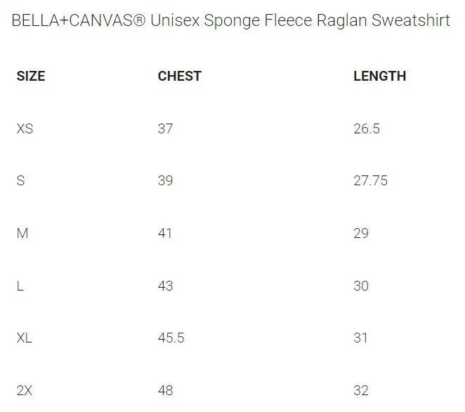 NEU!!! BELLA CANVAS Unisex Sponge Fleece Raglan Sweatshirt - GFAC