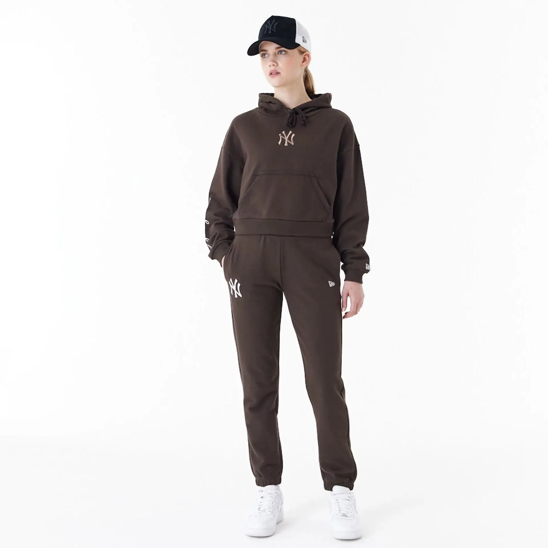 New Era Sweatshirts und Hoodies New York Yankees MLB Lifestyle Braunes Damen Crop Pullover Hoodie