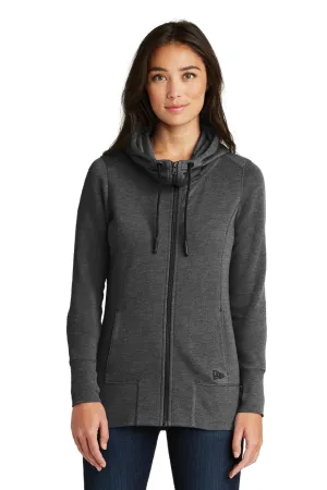New Era Damen Fleece Kapuzenpullover mit Reißverschluss und Taschen - Heather Schwarz