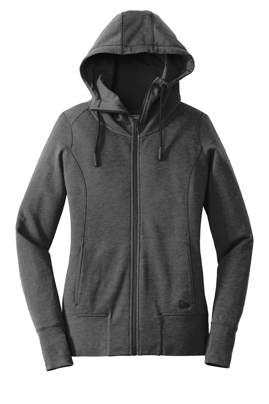 New Era Damen Fleece Kapuzenpullover mit Reißverschluss und Taschen - Heather Schwarz