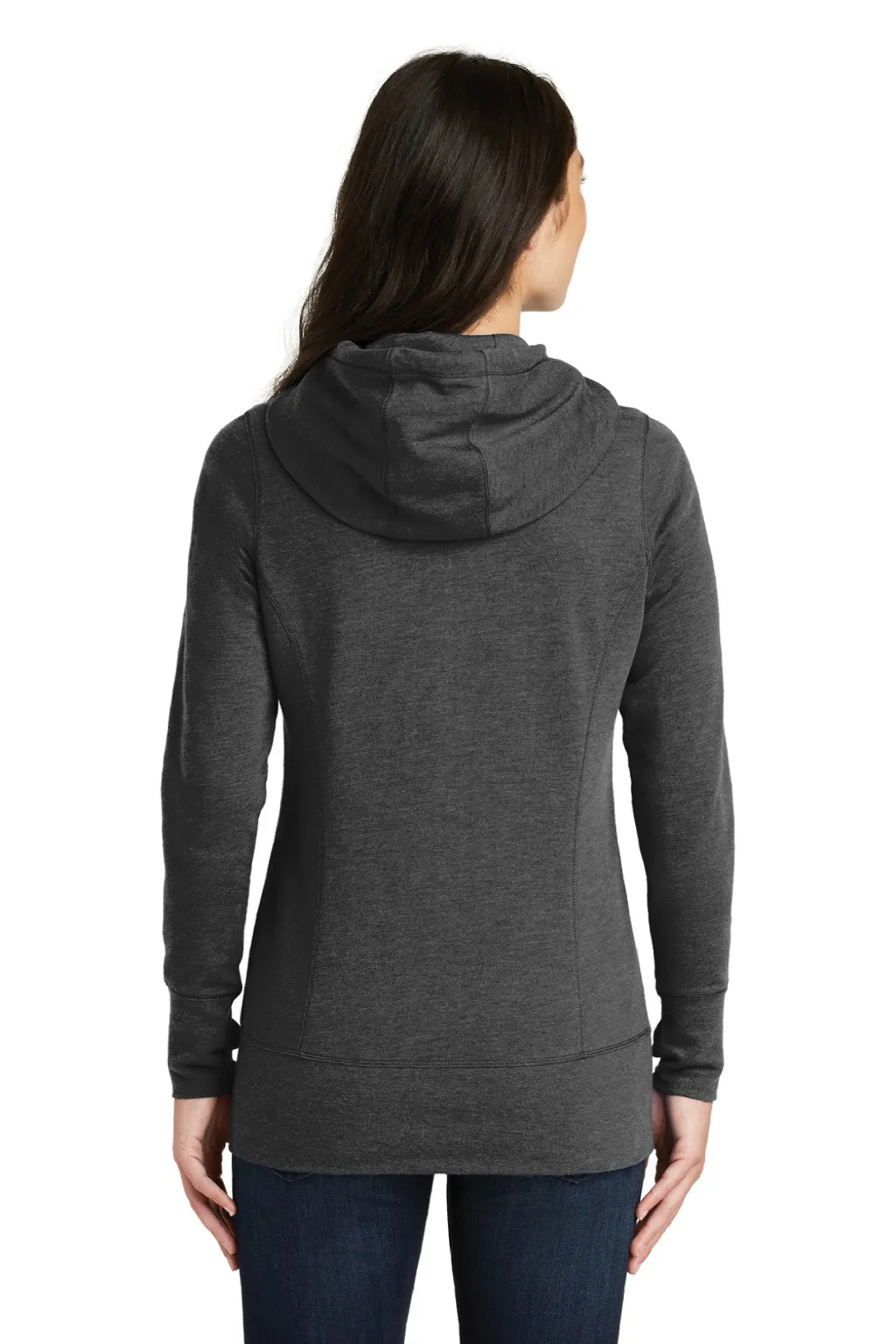 New Era Damen Fleece Kapuzenpullover mit Reißverschluss und Taschen - Heather Schwarz