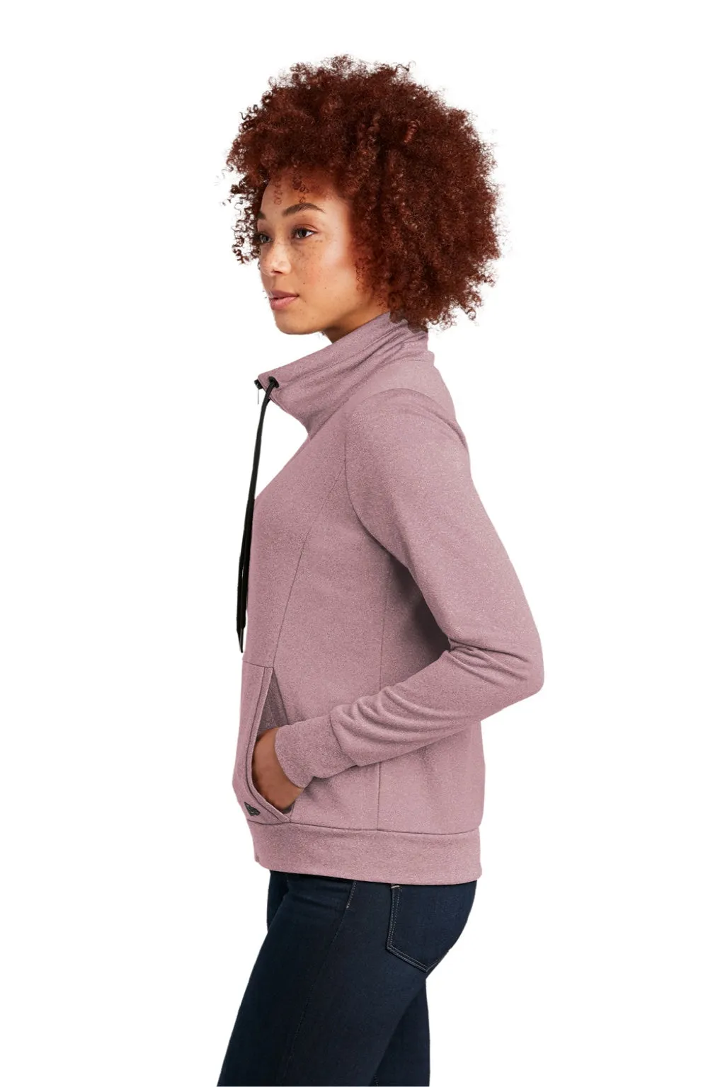 New Era Damen Performance Terry Full-Zip Sweatshirt mit Taschen - Heather Dusty Mauve