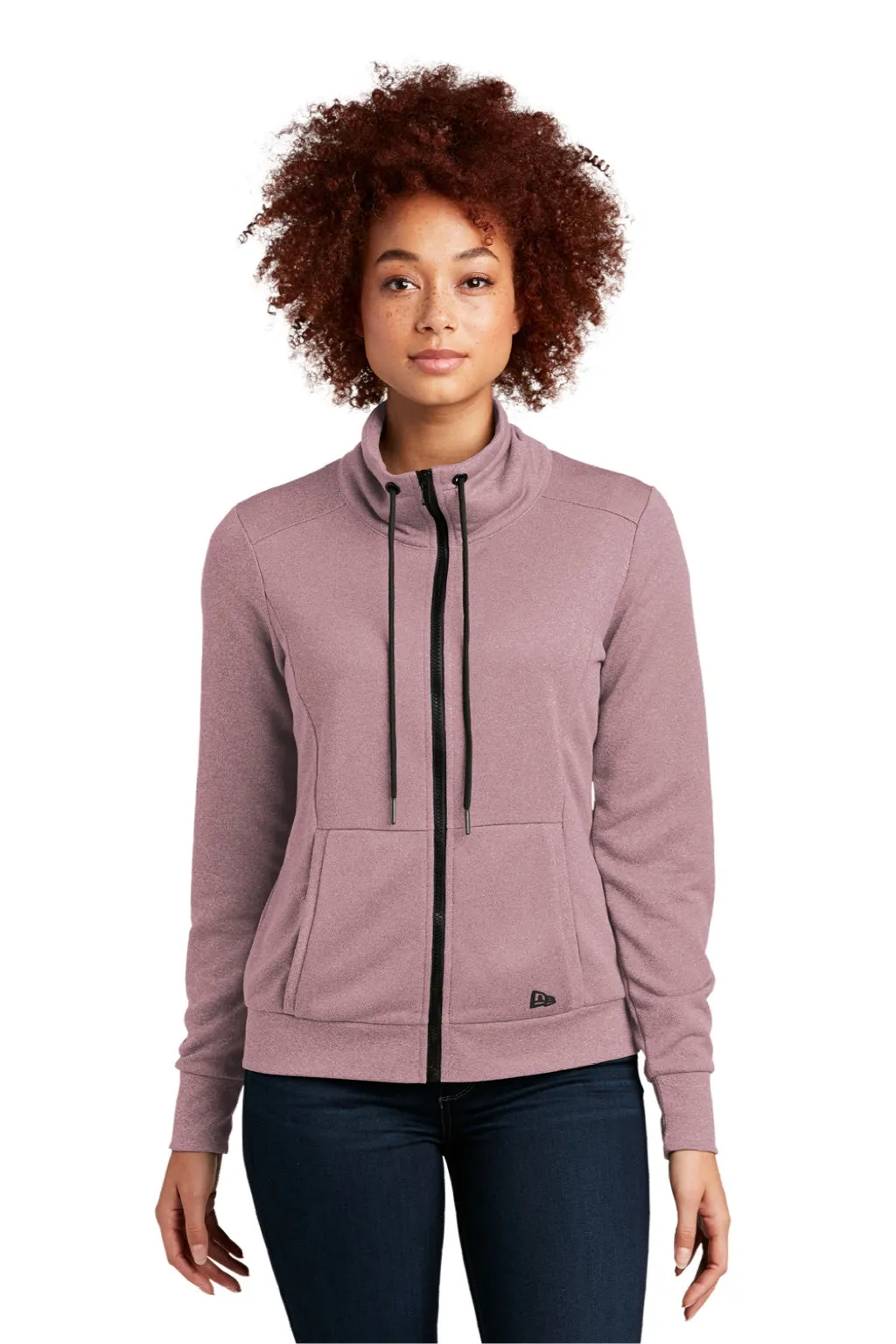 New Era Damen Performance Terry Full-Zip Sweatshirt mit Taschen - Heather Dusty Mauve