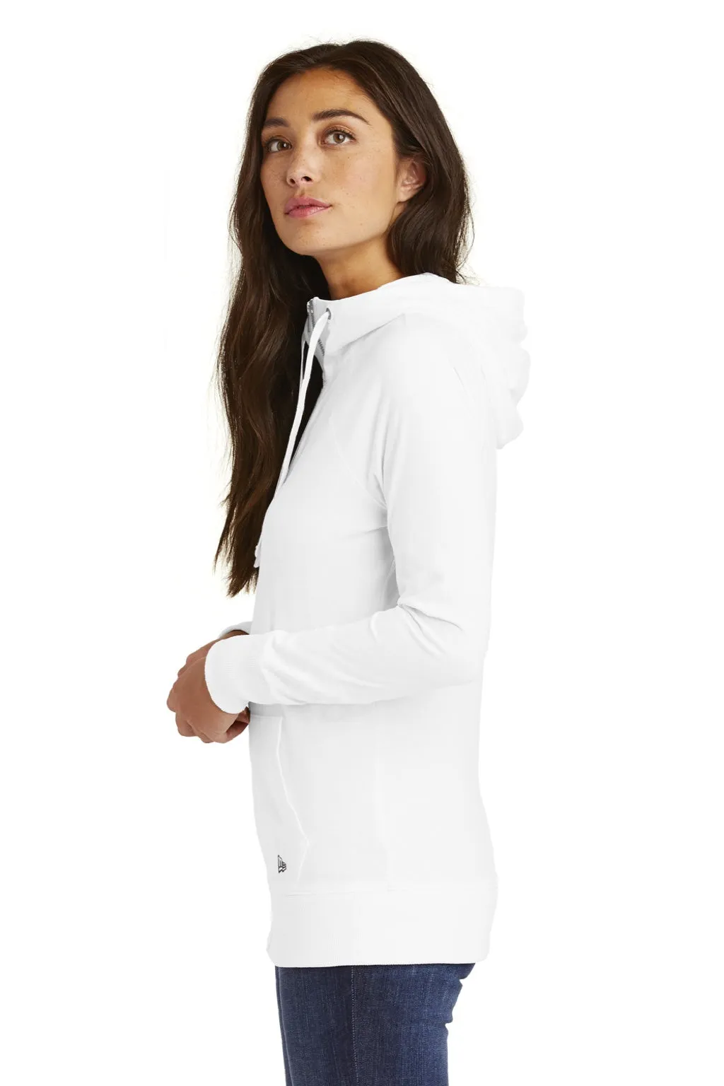 New Era Damen Sweatshirt Kapuzenpullover mit Reißverschluss und Taschen - Weiß