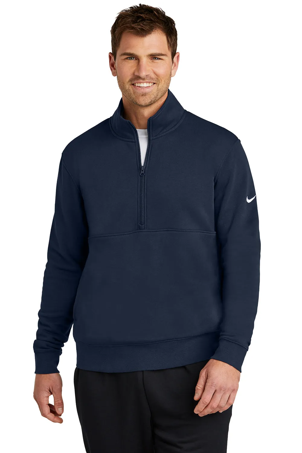 Nike Herren Club Fleece 1/4-Zip Sweatshirt mit Taschen - Mitternachtsmarineblau