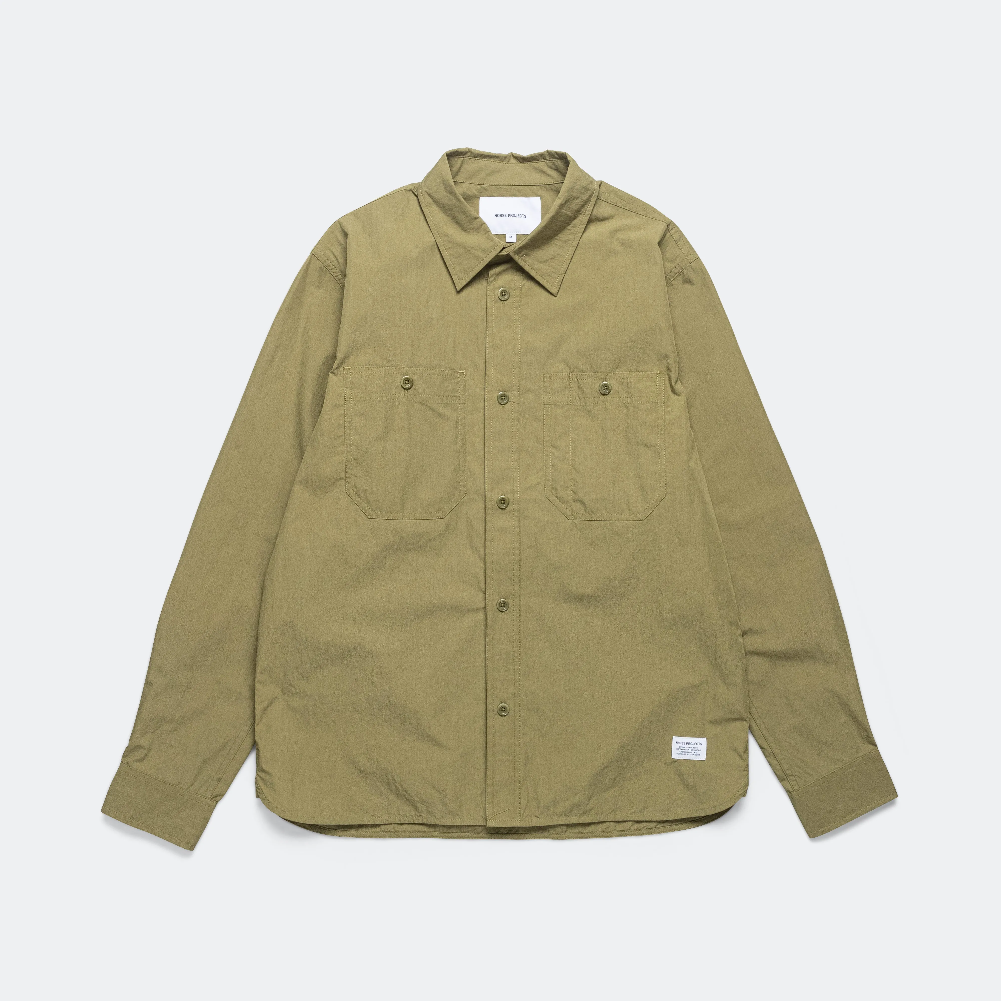 Norse Projects Kleidung Silas Tech Poplin Hemd 2.0 - Moosgrün