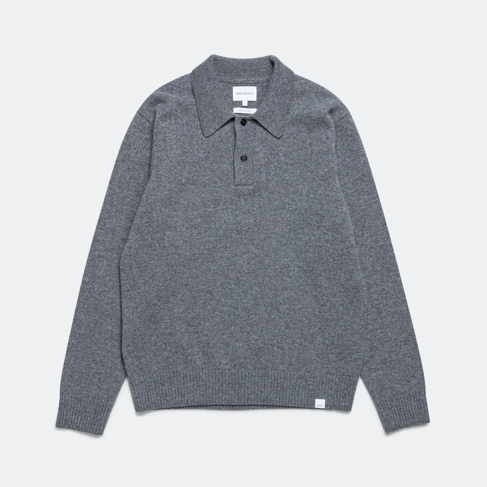 Norse Projects Kleidung Standard Merino Lambswool Polo - Grau Melange
